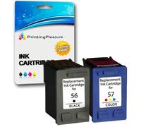 Printing Pleasure 2 Cartuchos de Tinta compatibles para HP Photosmart 7260 7350 7450 7660 C4180 C4280 C5280 Deskjet 5550 450CBi Officejet 5610 4215 | Reemplazo para HP 56 (C6656AE) & HP 57 (C6657AE)