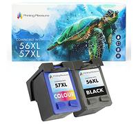 Printing Pleasure 2 Compatibles HP 56 & HP 57 Cartuchos de Tinta para Officejet 5610 4212 4215 PSC 1215 1210 1315 Photosmart 7260 7350 7450 7760 7960 C4180 C4280 C5280 - Negro/Color, Alta Capacidad