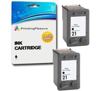 Printing Pleasure 2 Negro Cartuchos de Tinta compatibles para HP Deskjet 3940 F2120 F2180 F2280 F350 F370 F380 F4180 D1460 D2320 D2360 D2460 Officejet 4315 PSC 1410 | Reemplazo para HP 21XL (C9351AE)