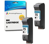Printing Pleasure 2 Negro Cartuchos de Tinta compatibles para HP Deskjet 816c, 825c, 825cvr, 825cxi, 827, 840c, 841c, 842c, 843c, 845c, 845cse, 845cvr, 845cxi, 848c | Reemplazo para HP 15 (C6615DE)