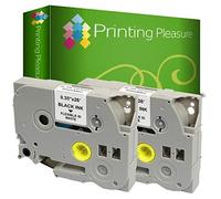 Printing Pleasure 2 x TZe-FX221 TZ-FX221 Negro sobre Blanco Cinta de Etiquetas Compatible con Brother P-Touch | 9mm x 8m | laminada estandár, Flexible