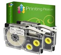 Printing Pleasure 2 x XR-9X XR-9X1 Negro sobre Transparente Cinta de Etiquetas Compatible con Casio KL-60 KL-100 KL-120 KL-200 KL-300 KL-750 KL-780 KL-820 KL-2000 KL-7000 KL-7200 KL-8100 | 9mm x 8m
