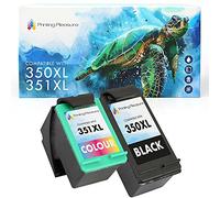 Printing Pleasure 2 XL Compatibles HP 350XL & HP 351XL Cartuchos de Tinta para Photosmart C4280 C4380 C4480 C4485 C4580 C5280 D5360 Deskjet D4260 D4360 Officejet J6410 - Negro/Color, Alta Capacidad