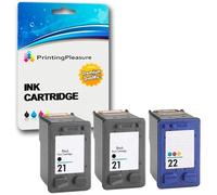 Printing Pleasure 3 Cartuchos de Tinta compatibles para HP Deskjet 3940 F2120 F2180 F2280 F380 F4180 D1460 D2360 D2460 Officejet 4315 PSC 1410 | Reemplazo para HP 21XL (C9351AE) & HP 22XL (C9352AE)