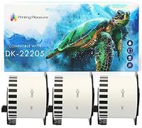 Printing Pleasure 3 Reemplazo Brother DK-22205 Rollo Papel Continuo Blanco 62mm x 30.48m Compatible con Brother QL-700 QL-710 QL-500 QL-550 QL-800