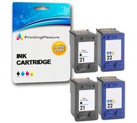 Printing Pleasure 4 Cartuchos de Tinta compatibles para HP Deskjet 3940 F2120 F2180 F2280 F380 F4180 D1460 D2360 D2460 Officejet 4315 PSC 1410 | Reemplazo para HP 21XL (C9351AE) & HP 22XL (C9352AE)