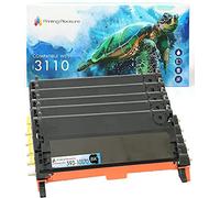 Printing Pleasure 5 Compatibles 3110/3115 Cartuchos de tóner para DELL 3110cn, 3115cn - Negro/Cian/Magenta/Amarillo, Alta Capacidad