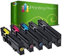 Printing Pleasure 5 Compatibles C2660/C2665 Cartuchos de tóner para DELL C2660DN C2660DNF C2660N C2665DN C2665DNF - Negro/Cian/Magenta/Amarillo, Alta Capacidad