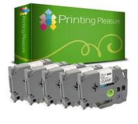Printing Pleasure 5 x TZe-131 TZ-131 Negro sobre Transparente Cinta de Etiquetas Compatible con Brother P-Touch | 12mm x 8m | laminada estandár