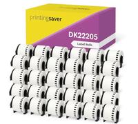 Printing Saver 30 Reemplazo de Etiquetas Brother DK22205 Blancas Continuas Compatibles con las Impresoras Brother Ql-700 710W QL-500 550 810W (62 mm x 30,48 m)