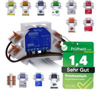 Printtastisch - Soporte de riel compatible con Shelly Relé, 1 Mini Gen3, 1PM, 1PM Mini Gen3, 2PM, 2.5, RGBW2, PM, Plus i4 DC, dimmer 2, carril DIN Rail, inserto Wago, 1 pieza + extensión
