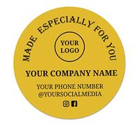 Printtoo Etiqueta Para Pequeñas Empresas - Calcomanías Impermeables De Vinilo Personalizadas De 50 Redondas - Etiquetas Personalizadas Para Pegatinas Hechas A Mano - Amarillo Clásico, 6X6 Pulgadas