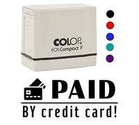Printtoo Paid by Credit Card - Sello de goma autoentintable, sello de oficina preentintado, papelería de oficina en casa, oficina, negocios, 47 x 20 mm, color morado