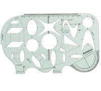 Printtoo Regla geométrica con fórmulas trigonométricas, plantilla de acrílico verde transparente de 2 mm con escala, transportador y recortes de formas, ideal para escuela, oficina y dibujo técnico