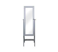 Prinz Armario de joyería con espejo, organizador de joyas para dormitorio, montado en pared o puerta, de pie con espejo de longitud completa, organizador de collares, 3 estantes interiores, ganchos,