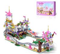 Prinzessin Castillo Montaña Rusa Set de Construcción, 749 PCS Rosa Parque de Atracciones Juguete Carnaval con Casa del Árbol Friends, Molinillo, Regalo para Niñas Chicas de 6+, Pascua, Navidad