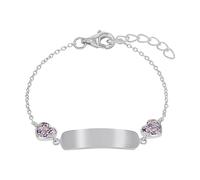 Prinzessin Lillifee Identarmband Pulsera infantil de plata de ley 925 para niñas, con circonita sintética, 12+2 cm, plata, corazón, viene en caja de regalo de joyería, 2027208