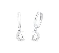 Prinzessin Lillifee pendientes de aro de plata de ley 925 para niñas, con circonita, 2 cm, plata, luna/estrellas, en caja de regalo, 2035294