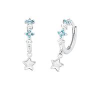 Prinzessin Lillifee pendientes de aro de plata de ley 925 para niñas, con circonita sintética, 16 cm, plata, estrella, en caja de regalo, 2034012