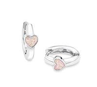 Prinzessin Lillifee pendientes de aro Pendientes infantiles de plata de ley 925 para niñas, 1.2 cm, rosa, corazón, se entrega en caja de regalo de joyería, 9049219