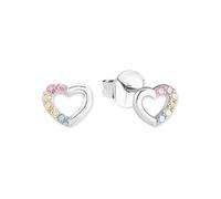 Prinzessin Lillifee pendientes de botón de plata de ley 925 para niñas, con circonitas sintéticas, plata, forma de corazón, en caja de regalo para joyas