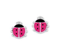 Prinzessin Lillifee pendientes de plata de ley 925, para niñas, 0,6 cm, rosa, mariquita, en caja de regalo, 9045990