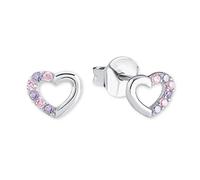 Prinzessin Lillifee pendientes de plata de ley 925 para niñas, con circonita sintética, 0,5 cm, violeta, corazón, en caja de regalo, 2021106