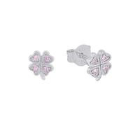 Prinzessin Lillifee Pendientes de plata de ley 925 para niñas con circonitas sintéticas, 0,6 cm, plata, trébol, vienen en caja de regalo 2037942, onesize, Rosa.