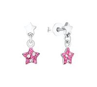 Prinzessin Lillifee pendientes, plata de ley 925, bisutería infantil, con Preciosa, 1,4 cm, plata, estrella, en caja de regalo, 2036426