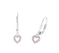 Prinzessin Lillifee pendientes plata de ley 925 joyería infantil para las orejas, con circonita sintética, 2,1 cm, plata, corazón, viene en caja de regalo de joyería, 2036433