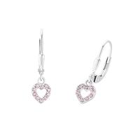 Prinzessin Lillifee pendientes plata de ley 925 joyería infantil para las orejas, con circonita sintética, 2,1 cm, plata, corazón, viene en caja de regalo de joyería, 2036433