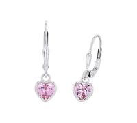 Prinzessin Lillifee pendientes plata de ley 925 joyería infantil para las orejas, con circonita sintética, 2,1 cm, plata, corazón, viene en caja de regalo de joyería, 9081905