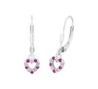 Prinzessin Lillifee Pendientes plata 925 infantiles corazón con circonita 2,1 cm con caja regalo