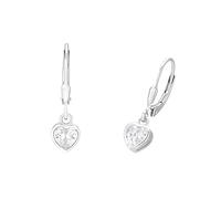 Prinzessin Lillifee pendientes plata de ley 925 joyería infantil para las orejas, con circonita sintética, 2,1 cm, plata, corazón, viene en caja de regalo de joyería, 2036432