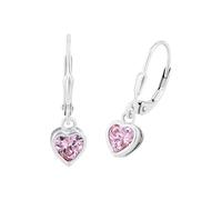 Prinzessin Lillifee pendientes plata de ley 925 joyería infantil para las orejas, con circonita sintética, 2,1 cm, plata, corazón, viene en caja de regalo de joyería, 9081905