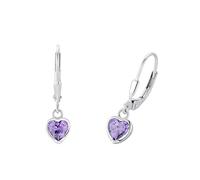 Prinzessin Lillifee pendientes plata de ley 925 joyería infantil para las orejas, con circonita sintética, 2,1 cm, plata, corazón, viene en caja de regalo de joyería, 2036430