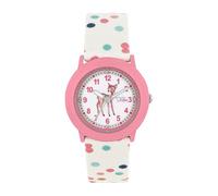 PrinzessinLillifee Reloj analógico de Cuarzo para niña con Correa Textil, Color Blanco, Resistente al Agua hasta 3 Bares, Incluye Estuche de Regalo, 2038624