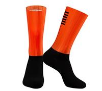 PRIOKNIKO Calcetines Ciclismo Calcetines Antideslizantes De Silicona Aero White Line Para Hombre, Calcetines Deportivos Para Correr En Bicicleta, G5, Talla Única
