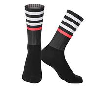 PRIOKNIKO Medias De Compresion Mujer Calcetines Antirresbaladizos De Silicona Aero White Line Men Bicycle Sport Calcetines Para Correr, G3, Talla Única