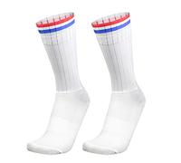 PRIOKNIKO Medias De Compresion Varices Calcetines De Compresión Para Hombre Antideslizante Silicona Aero Blanco Ciclismo Deportes Calcetines Para Correr, Rayas Azules Rojas, Talla Única 39-45