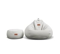 PRIOKNIKO Puf Asiento Puf Asiento Hielo De Seda Perezoso Sofá Puff Tatami Mentira Sueño Fresco Solo Salón Balcón Silla Sin Forro 80 * 90Cm Blanco + Reposapiés (Sin Relleno)