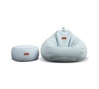 PRIOKNIKO Relleno para Puff Hielo De Seda Perezoso Sofá Puff Tatami Mentira Sueño Fresco Solo Salón Balcón Silla Sin Forro 100 * 120Cm Azul + Reposapiés (Sin Relleno)
