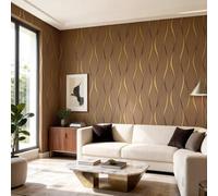 prior.choice Rollo de papel tapiz moderno abstracto brillante a rayas no tejidas, 9,5 x 0,53 m, para dormitorio, sala de estar, 1,73 pies de ancho x 31,2 pies de largo = 5,035 m² (chocolate)