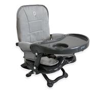 Priori Baby London Trona Portátil Plegable para Bebé con Patas Rebatibles - Asiento Elevador para Comer con Arnés de 3 Puntos, Correas de Seguridad Funda Lavable Ligera para Viaje, Hasta 15 kg (Negro)