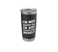 "Priorizarme a mí mismo" merchandising divertido para él y Vaso térmico de acero inoxidable de doble pared