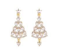 Priormer Tree Earrings, Christmas Sparkly Crystal Dangle Earrings, Christmas Tree Earrings for Women (Gold)