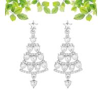 Priormer Tree Earrings, Christmas Sparkly Crystal Dangle Earrings, Cute Christmas Tree Earrings for Women (Silver)