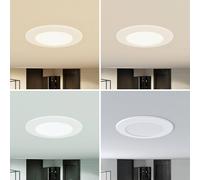 Prios foco empotrable LED Rida, blanco. Ø 12 cm, CCT, IP44