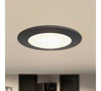 Prios foco empotrable LED Rida, negro, Ø 12 cm, CCT, IP44