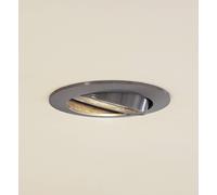 Prios lámpara de techo empotrable Fibur, gris, aluminio, Ø 8,2 cm